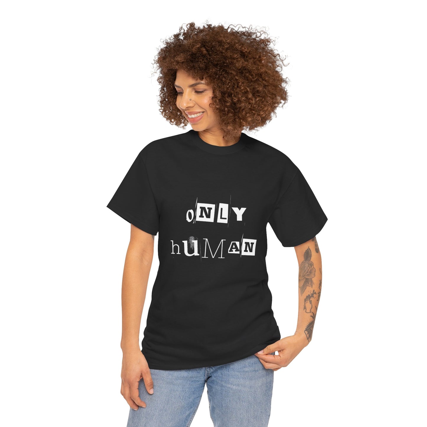 Only Human Unisex Heavy Cotton Tee - Casual Graphic T-Shirt