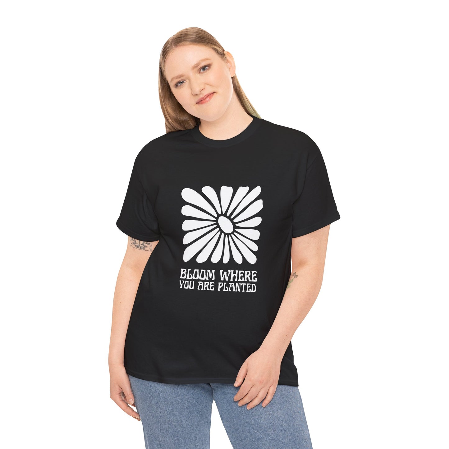 Unisex Heavy Cotton Tee - "Bloom Where You Are Planted" Inspirational Shirt