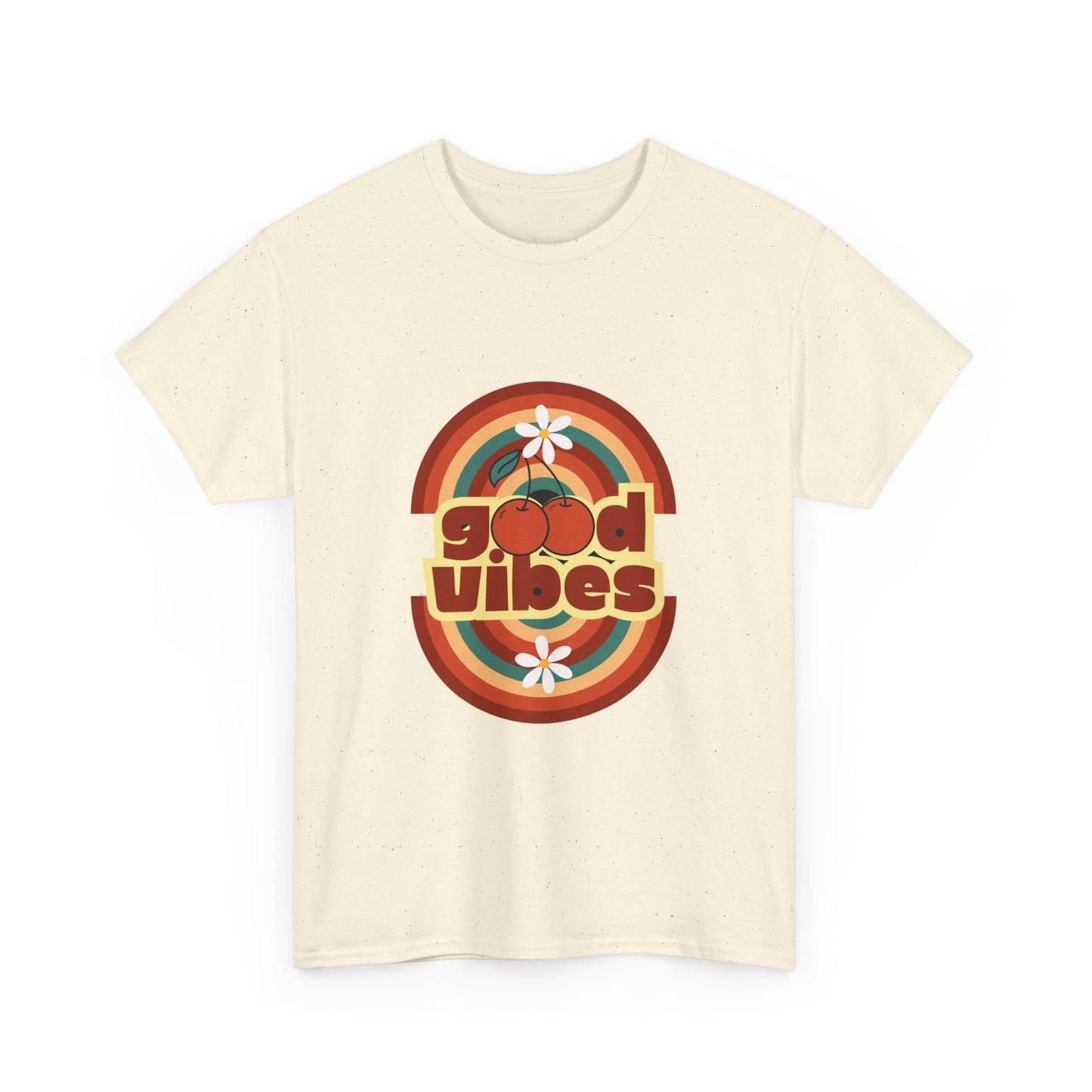 Good Vibes Unisex Heavy Cotton Tee - Retro Style Shirt for Casual Wear