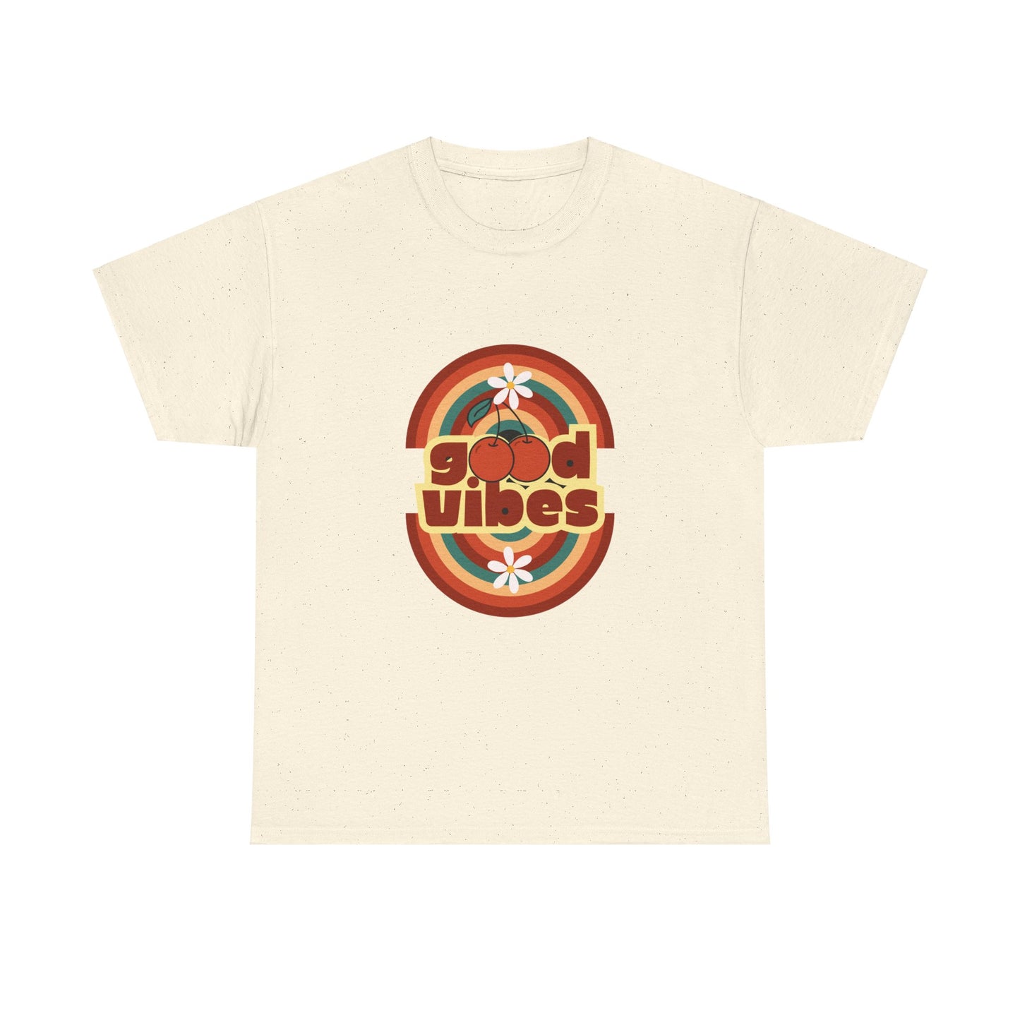 Good Vibes Unisex Heavy Cotton Tee - Retro Style Shirt for Casual Wear